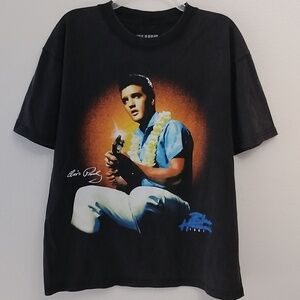 Men's Elvis Presley Blue Hawaiian Graphic Crew Neck Tee Shirt 🌺